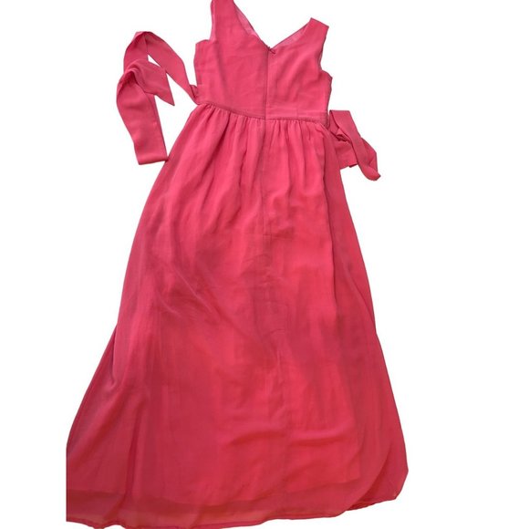 Rose Happy Womens A-Line Dress Sleeveless Ruched V-Neck Back Zip Pink Size 12 - Picture 2 of 8